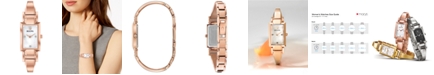 Bulova Women's Diamond-Accent Rose Gold-Tone Stainless Steel Bangle Bracelet Watch 18x33mm